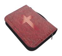 KALLORY Bible Cover Bag Book Storage Bag Brown Pu Vintage Handheld Top Handle for Library Visits and Church Women Collectors