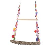 KALLORY Bird Swing Hammock Straw Woven and Wood Material Double Layer Adventuring and Exploring Toy for Parrots and Small Pets for Parrot Cage Accessories