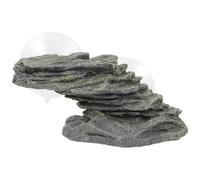 KALLORY Black Resin Turtle Basking Platform for Aquatic Turtles with Simulation Rocks, Suitable for Fish Tank Landscape and Reptile Terrarium Decoration