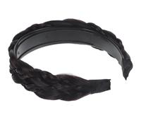 KALLORY Black Synthetic Hair Braid Headband for Women, Comfortable High Temperature Fiber Material with Easy to Take off Feature, Hair Ornament for Banquet or Party