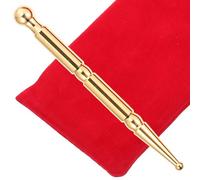 KALLORY Brass Acupressure Massage Stick for Foot and Body Deep Tissue Massage, Manual Acupuncture Pen Yellow Metal Design, for Trigger Point Therapy and Reflexology Relaxation