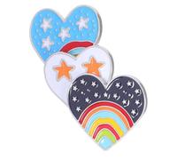 KALLORY Brooch Pins for Casual Outings and Festive Celebrations 3pcs Heart Shaped Rainbow Enamel Zinc Alloy Decorative Badge Pins with Glossy Finish for Hats and Clothes