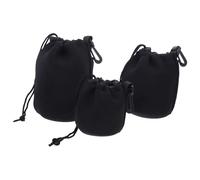 KALLORY Camera Lens Case Set 3Pcs Neoprene Drawstring Pouches Small Medium Large for Outdoor Use Suitable for Mirrorless and DSLR Cameras Dust and Moisture Protection