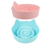 KALLORY Cat Feeding Bowls and Cute Style with Cat Ear Shape 2pcs Non- Slow Feeder Design and Material with Antichoking Feature for Kittens for Home Pet Feeding