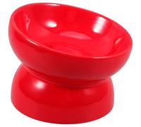 KALLORY Ceramic Pet Bowl Slanted Mouth High Feet Creative Feeder for Dog Rabbit Colorful Ceramic Food Dish S