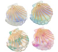 KALLORY Claw Hair Clips 4pcs Shell Hair Clips Sea Shell Jaw Clips Mini Shell Hair Clips for Women Girls Makeup Assorted Mini Claw Clips