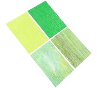 KALLORY Colored Wave Pattern Mica Glass Mosaic Tiles 4pcs 10x15cm DIY Craft Supplies for Stained Glass Art, Handmade Green Textured Pieces for Home Decor and Church Decorations