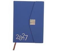 KALLORY Daily Schedule Planner Notebook, Diary Planner Notebook, A5 2027, Trifold Pu Paper, Monthly Weekly Daily Agenda, for Work Meetings and Study, Dark Blue