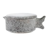 KALLORY Dish for Traditional Chinese Painting and Writing Ceramic Calligraphy Drawing with Lid Multi-Function Inkwell Pottery Ink Plate Convenient Handle Practical Design