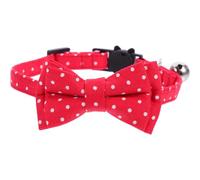 KALLORY Dog Collar on Special Days and Festivals with Bell Cotton Adjustable Red and Adorable Bow Design, Skin-friendly and Breathable for Small Dogs