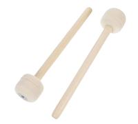 KALLORY Drum Mallet Sticks Percussion with Wool Felt Head 2pcs and Wood Handle Big Drum Hammer Strong Striking Feeling Smooth Handle Beige Colour