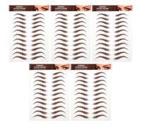 KALLORY Eyebrow Stickers Fake Eyebrow Transfers Peel off Brown 5 Sheets Waterproof with Easy Application 11 Pairs Per Sheet for Makeup Shaping and Grooming
