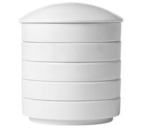 KALLORY Five Layers Large White Porcelain Ink Dish with Lid, Ceramic Watercolor Palette Mixing Tray for Artists, Stackable Pigment Plate Suitable for Watercolor Painting and Ink Mixing