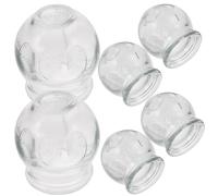 KALLORY Glass Cupping Set 6 Thickened Suction Cups for Muscle Therapy and Neck Blood Flow Stimulation with Strong Adsorption and Convenient Design 2.36X1.89In
