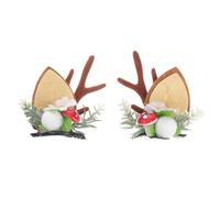 KALLORY Hair Accessory Lightweight Brown Cat Ears 1pair with Antlers Design and Firm Hold Christmas Bobby Pin for ’s Holiday Party and Stage Performance