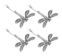 KALLORY Hair Clip Barrette Set Silver Colour Alloy Material 4pcs Vintage Dragonfly Practical and Easily Match Outfits, for Christmas and Gatherings for Women
