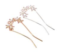 KALLORY Hairpins with Delicate and Gorgeous Design Pearl Rhinestone Alloy 2pcs U Shaped Headwear Decoration Hair Clips for Women and Wedding Bridal Headdress