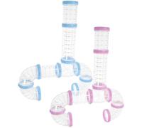 KALLORY Hamster Cage Tubes and Tunnels Plastic Tube Set Pink and Blue for Small Animals Indoor and Outdoor Cage Accessories DIY Tunnel Kit