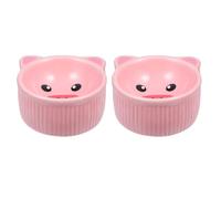 KALLORY Hamster Food Bowls Pet Feeder with Cartoon Shape Ceramic 2pcs Easy to Wash Sturdy Food and Water Containers in for Mealtime