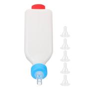 KALLORY Heavy Duty 800ml Livestock Milk Feeder with Multi Nipple Design, Abs Material Calf Nursing Feeding Bottle for Young Animals, Reusable and Space Saving Hanging Milk Bottle for Barn