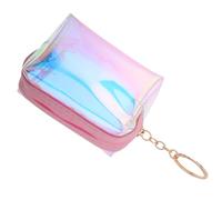 KALLORY Holographic Mini Wallet Keyrings Compact and Lightweight PVC Coin Purse with Zinc Alloy Keychain Stylish Key Holder for Travel Storage and Students