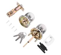 KALLORY Home Door Three-bar Spherical Lock Stainless Steel Knob Lock for Room Doors Adjustable 30-50mm for Bedroom and Interior Use
