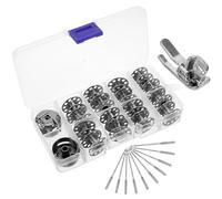 KALLORY Industrial Sewing Machine Bobbin Case and Convenient Storage with 31pcs Professional Empty Bobbins, Metal and Plastic Material, Easy to Install for Home Sewing