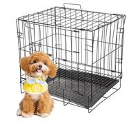 KALLORY Iron Wire Folding Dog Crate, Medium Pet Cage with Thick Foldable Structure for Indoor Training and Travel, Black Shelter for Small to Medium Dogs