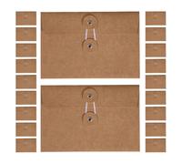 KALLORY Kraft Paper Envelopes Reusable Filing Envelopes with String Closure 20pcs Vintage Brown Offering Secure Storage and Versatile Document Organisation for Office Use for Stationery