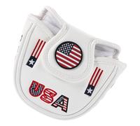 KALLORY Large Half Mallet Golf Putter Cover with Magnetic Closure, White Pu Fabric Material, Fits Snugly to Keep Club Clean, for Daily Practice and Tournaments, Patriotic 4th of July Golf