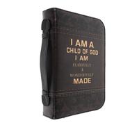 KALLORY Leather Bible Case with Zipper and Handle, Large Catholic Bible Carrying Bag, Scripture Study Protective Cover for Men and Women, Book Carrying Pouch for Daily Church Use