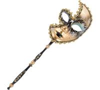 KALLORY Lightweight Plastic Half Face with Stick for Carnival and Cosplay, Simple to Wear Creative Design Party Role Play Accessory for Women