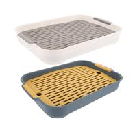 KALLORY Litter Box Small Pets Toilet 2pcs Rectangular with Anti-fall and Heightened Fence Design to Prevent Feet Getting and Guinea Pig Indoor Use
