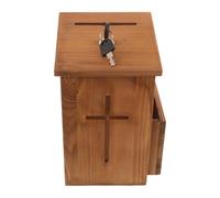 KALLORY Lockable Donation Box and Efficient Organization with Wide Slot and Wall Mounted Design , Wooden Charity Collection Holder Featuring Lock and Space Saving for Secure Fundraising
