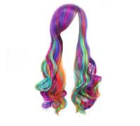 KALLORY Long Wavy Colourful Wig for Party Supply, True-to-life Design with High Temperature Silk Material, Stylish Long Wave Hair Cosplay Wig for Halloween and Celebrity Events