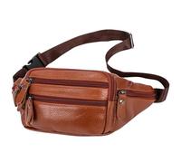 KALLORY Men Outdoor Messenger Bag Real Leather Chest Sling Bag with Secure Zipper Design for Daily Sports and Travel