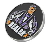 KALLORY Metal Poker Card Dealer Button Gambling Game Accessory with Smooth Surface and Creative Design, Comfortable Touching Feeling for Texas Hold'em and Cover Your Assets Card Game