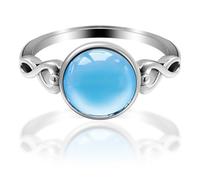 KALLORY Minimalist Copper Mood Ring with Ocean Blue Glass, Comfortable Fit Versatile Color Changing Mood Jewelry for Women, for Weddings and Engagements, US Size 6