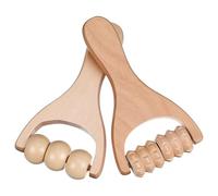 KALLORY Neck Massager Roller 2pcs Set with Wooden Round Shape, Comfortable Grip and Easy to Carry, Compact Shoulder and Foot Massager Tool for Daily Use and Travel