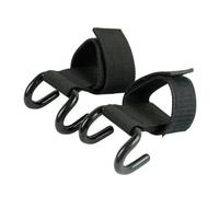 KALLORY Pair of Black Weight Lifting Hook Straps with Steel and Nylon Webbing for Gym Training, Transfers Weight to Back Shoulders, Arms and Traps, for Strength Training Workouts