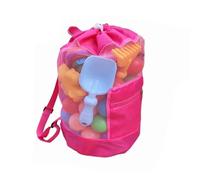 KALLORY Pink Nylon Children's Beach Shell Backpack with Net Bag for Glimpse and Storage Sundries, Foldable Design for Beach and Outdoor Activities