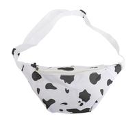 KALLORY Pu Cow Print Chest Bag Adjustable Strap Smooth Zipper Fashionable Cartoon Cow Grain Pattern Crossbody Bag for Women for Casual and Travel Use