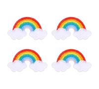 KALLORY Rainbow Embroidery Patches 4Pcs Self-Adhesive Fabric Applique for DIY Clothing Decoration and Repair on Jeans Hats Backpacks