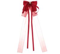 KALLORY Red Cloth Bow Hair Clips and Daughters, Easy to Wear Chic Hair Accessories, for Wedding and Christmas, Highlight Appearance with Elegant Ribbon Bow
