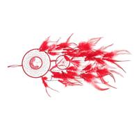 KALLORY Red Dream Catcher Wall Hanging Decor Featuring Hanging Rope with Crystal Stone and Plume, Iron and Wood Material Long Serving Time for Shower or Dorm Room