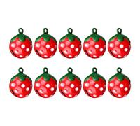 KALLORY Red Metal Material Strawberry Shape 10pcs Pet Collar Accessories with Quick Release Buckle Cute Fruit Pendants for Dog and Pet Use
