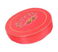 KALLORY Red round Meditation Cushion for Sitting Lotus Pattern Design, Wear-resistant and Easy to Clean Cloth Floor Seat, for Worship and Temples