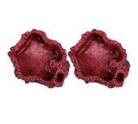 KALLORY Resin Reptile Feeding Bowls Fine Workmanship and Anti-move Design 2pcs Desktop Stable Tortoise Water and Food Dishes for Turtles and Lizards