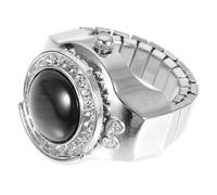 KALLORY Retro Metal Finger Ring Watch Silver Quartz Glass Decorative | Comfortable Fit, Fashionable Unique Design, Digital Watch Styling for Statement Jewellery Collections