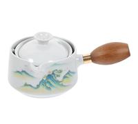 KALLORY Rotatable Ceramic Tea Kettle with Infuser and Side Handle, Easy to Clean and Store, for Home Use and Blooming Teas, Creative and Practical Porcelain Teapot